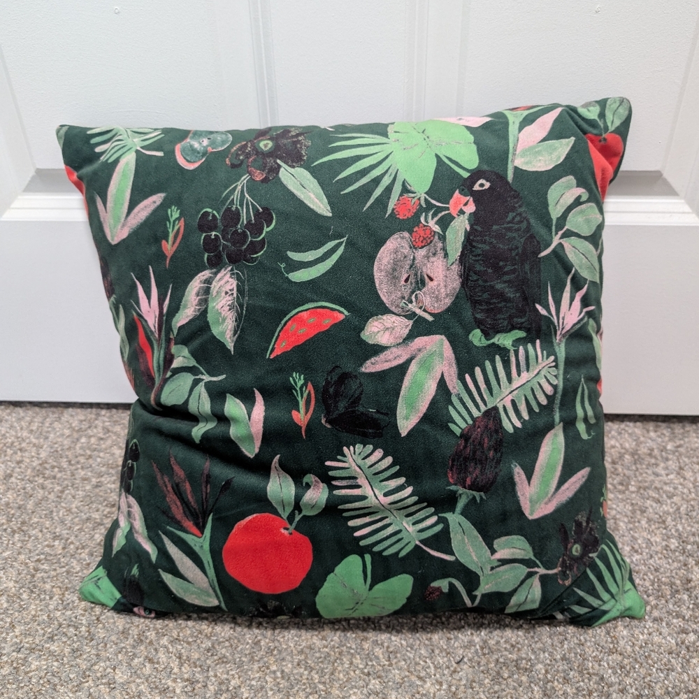 Velvet Tropical Bird Pillow